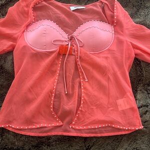 Danielle Guizio Coral top